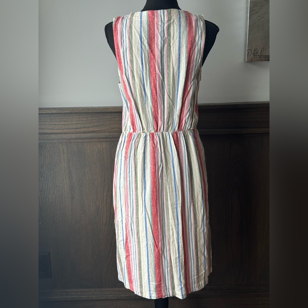 Old Navy Sleeveless Multicolor Striped Linen blend Dress medium - Picture 5 of 10